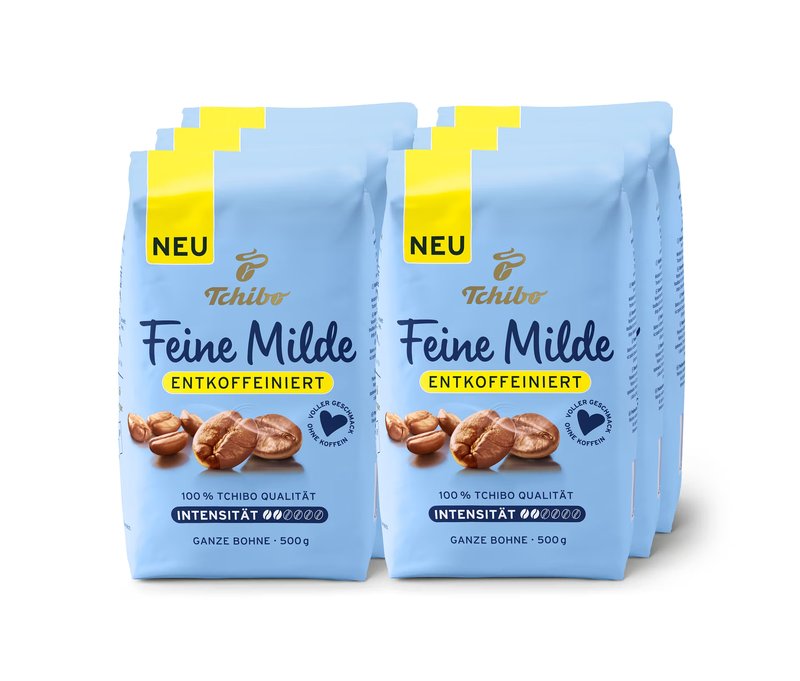 Tchibo - Feine Milde entkoffeiniert - 6 x 500 g Ganze Bohne - Intensität: 2/6