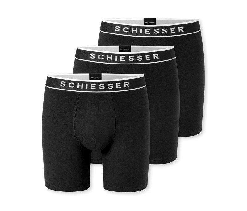 3 Schiesser Long-Shorts - Herren - Gr. S/4 - schwarz