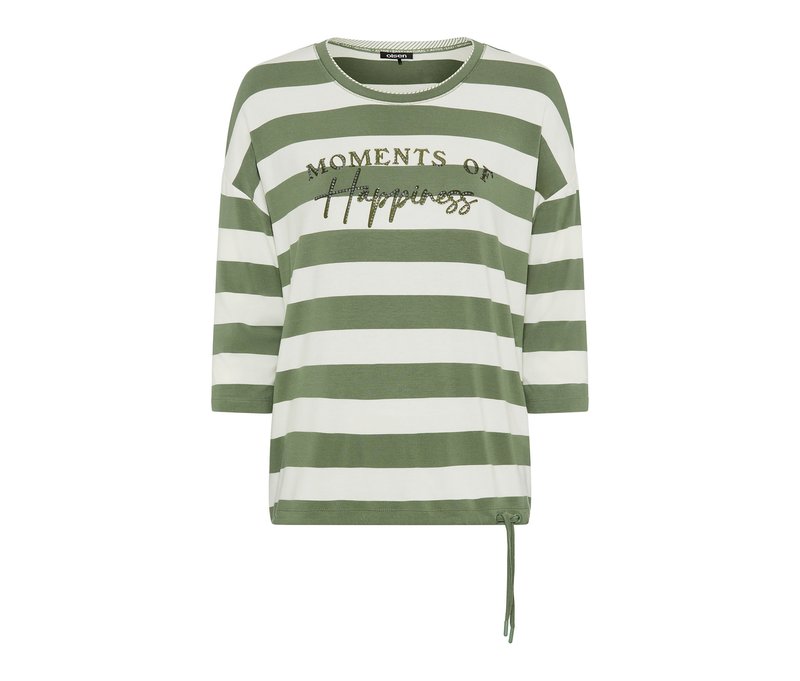 Tchibo - Olsen 3/4-Shirt - Damen - Gr. 46 - grün/gestreift