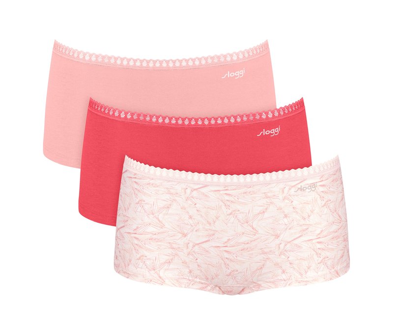 3 sloggi Go Crush Shortys - Damen - Gr. M - rot/print