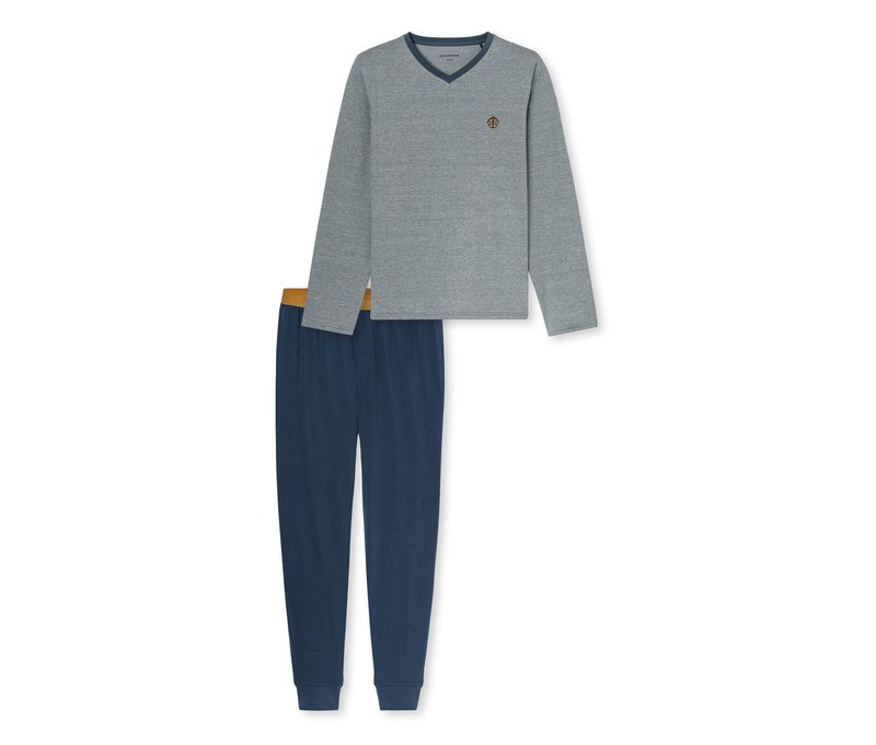 Schiesser Pyjama-Set - Herren - Gr. 48 - blau/gestreift