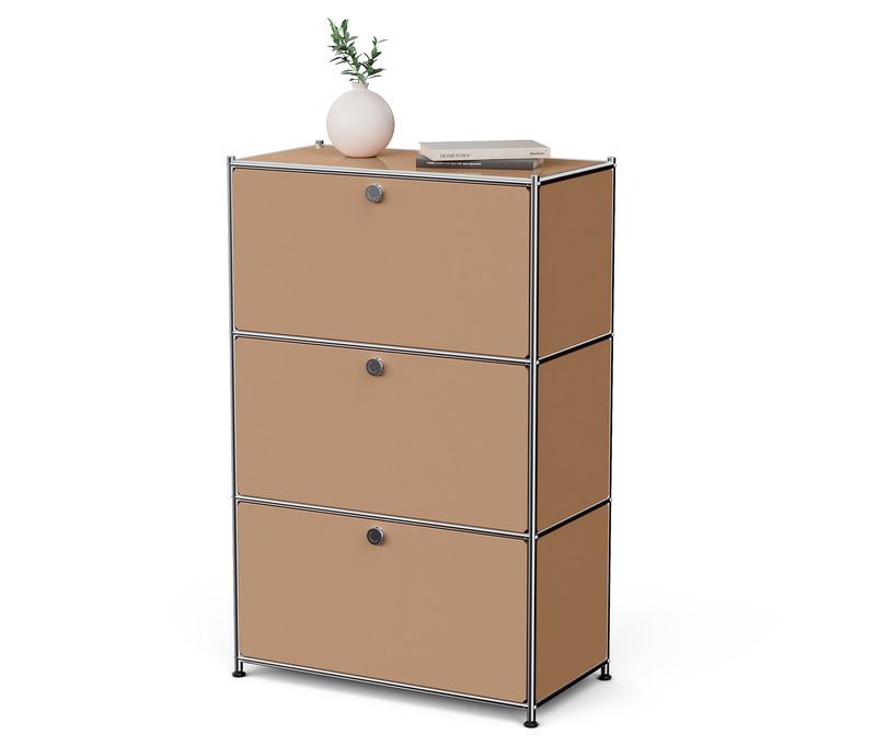 Tchibo - Metall-Kommode »Cn3« mit 3 Klappenfächern - 77x40x120,3cm - braun -