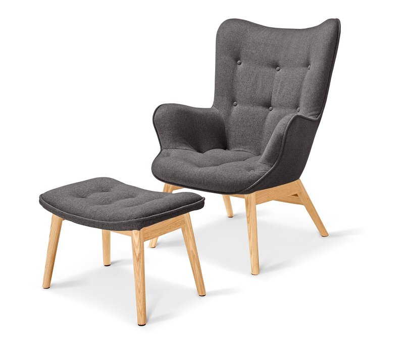 Tchibo - Einzelsessel mit Fußhocker - 71x82x98cm - anthrazit -