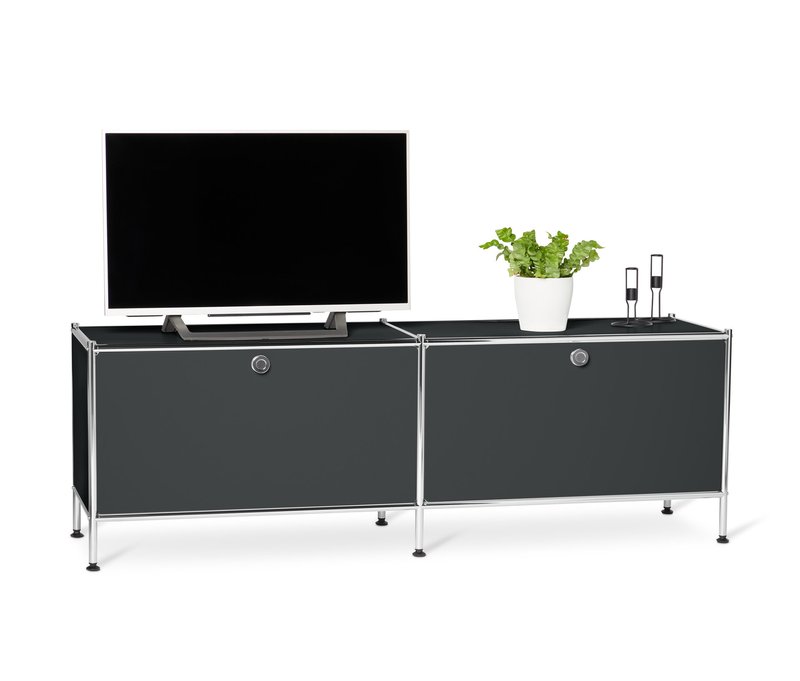 Tchibo - Lowboard Metall »Cn3« mit Klappenfächern - 152x40x51,5cm - schwarz -