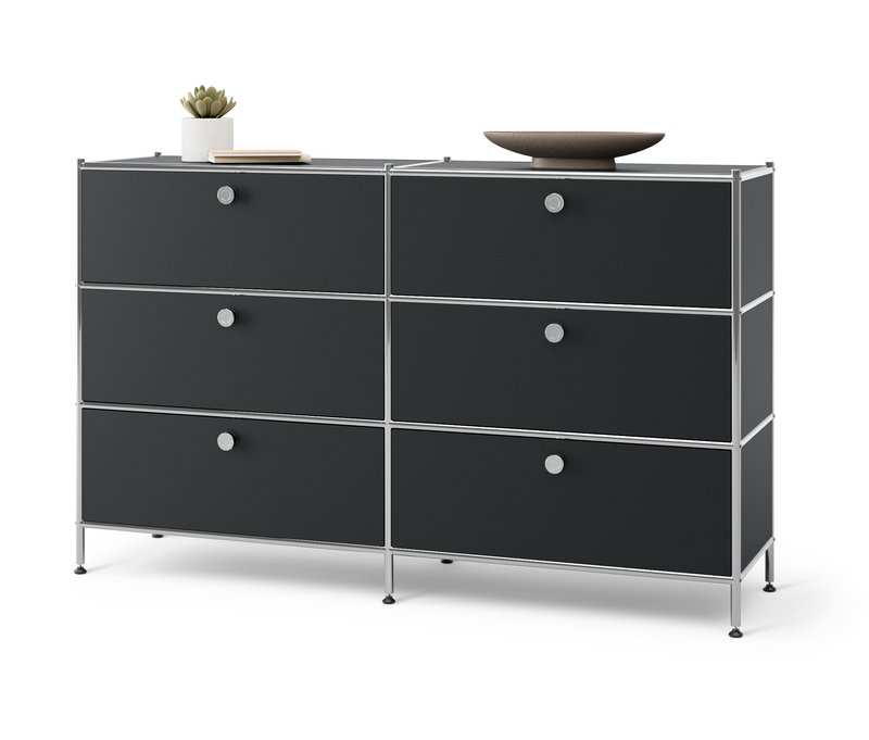 Tchibo - Kommode Metall »Cn3« mit 6 Schubladen - 152x40x73,5cm - schwarz -