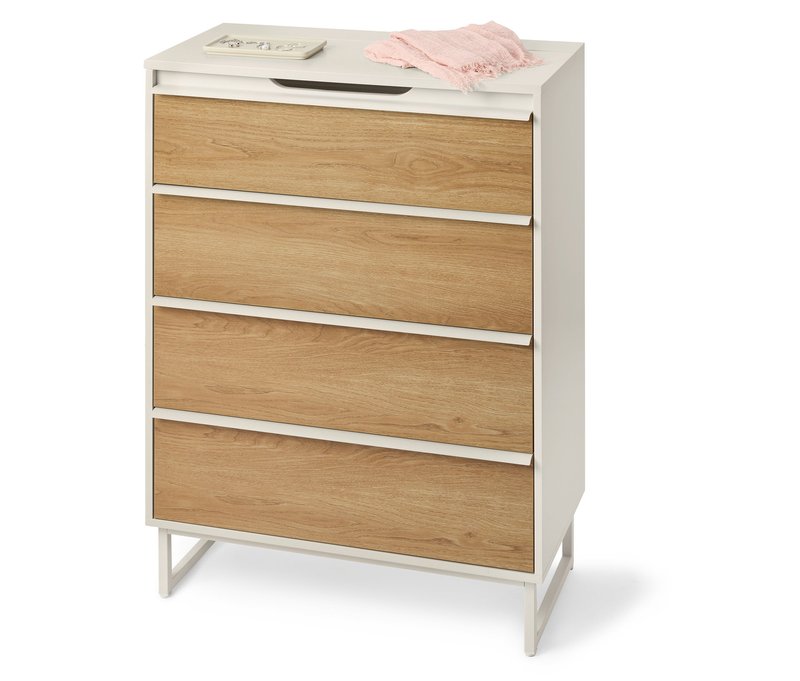 Tchibo - Kommode »Leeg« mit 4 Schubladen und Spiegel - 80x40x107,6cm - hellgrau -