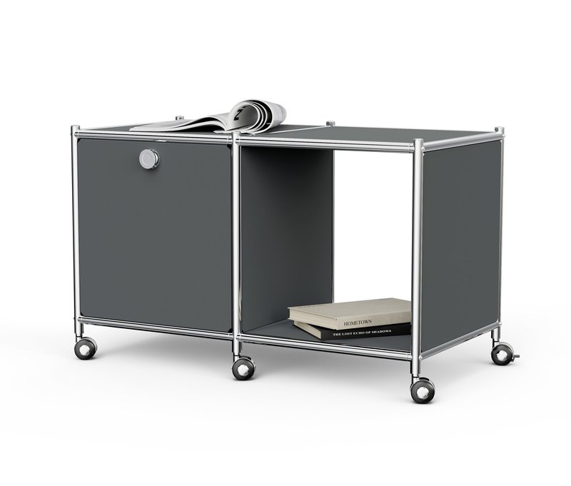 Tchibo - Beistelltisch Metall »Cn3« mit 1 Klappenfach und Rollen - 78,5x40x48,5cm - chrom -