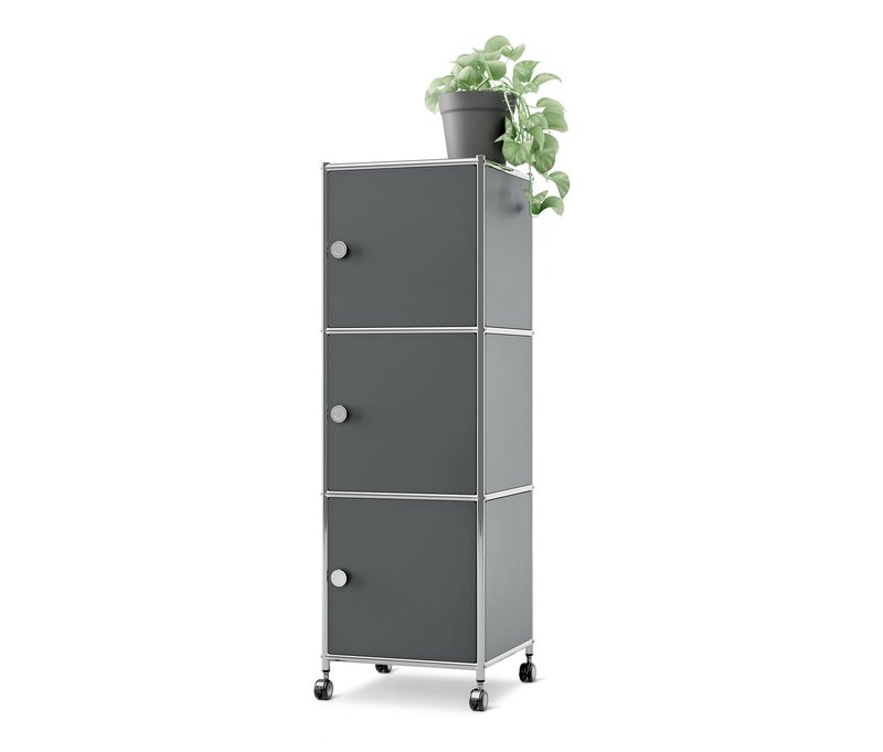 Tchibo - Rollcontainer Metall »Cn3« mit 3 Türen - 40x40x127cm - chrom -