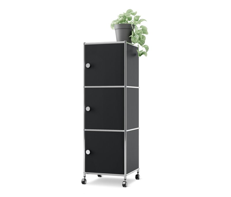 Tchibo - Rollcontainer Metall »Cn3« mit 3 Türen - 40x40x127cm - schwarz -