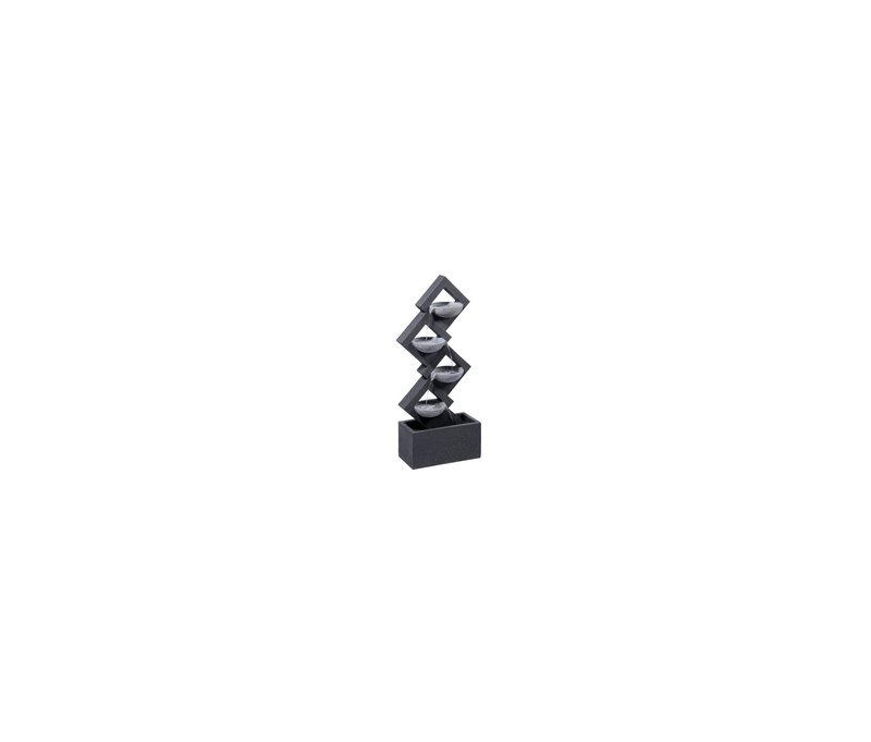 Dobar Gartenbrunnen mit 4 Schalen und LEDs - 41,5x20,5x100,5cm - grau -