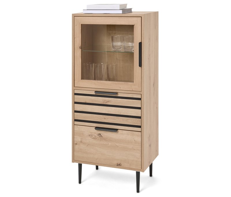 Tchibo - Vitrine »Baaken« mit Glastür und 2 Schubladen - 51,4x35,1x114,3cm - schwarz -