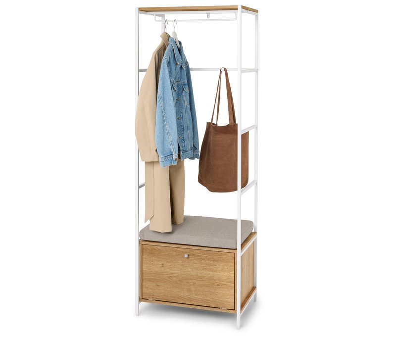 Tchibo - Garderobe »Grade« mit Sitzbank und Polster - 60,2x45x178cm - silber -
