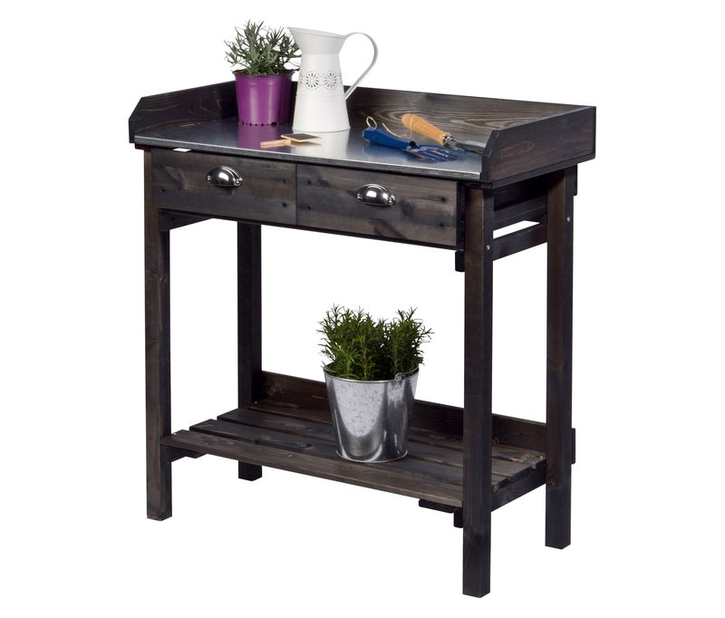 Tchibo - Pflanztisch mit Schubladen - 79x39x90cm - schwarz -