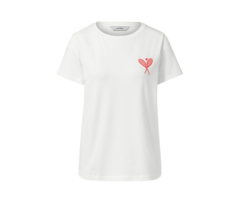 Tchibo - T-Shirt mit Stickerei - Damen - Gr. M - weiß