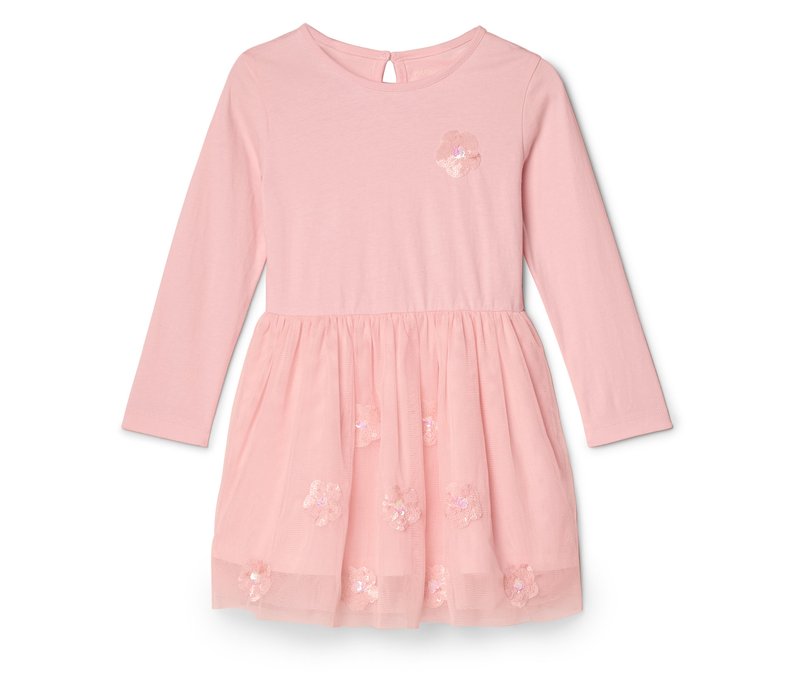 Tchibo - Kinder-Jerseykleid mit Pailletten - Gr. 86/92 - hellrosa