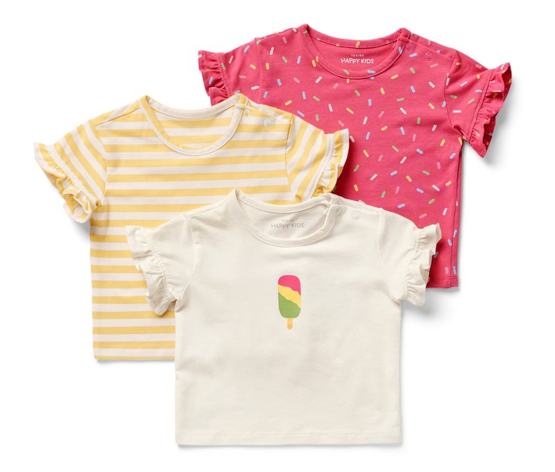 Tchibo - 3 Baby-T-Shirts - Gr. 62/68 - creme