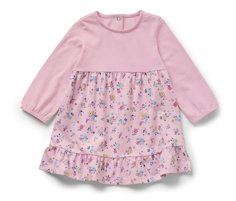 Tchibo - Baby-Jerseykleid - Gr. 74/80 - rosa/geblümt