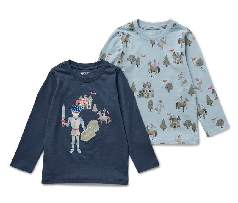 Tchibo - 2 Kinder-Langarmshirts - Gr. 98/104 - dunkelblau