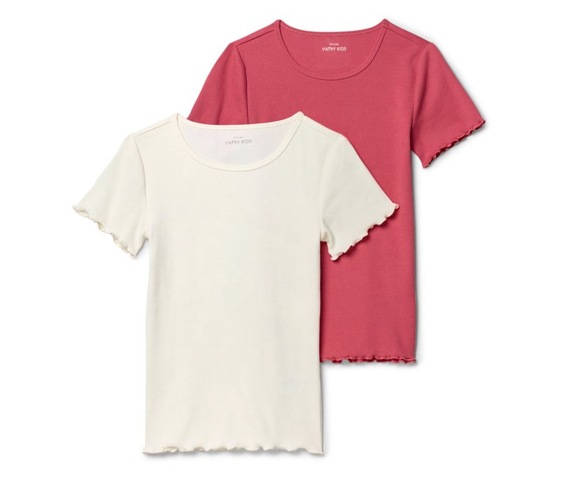 Tchibo - 2 Kinder-Rippshirts - Gr. 146/152 - weiß