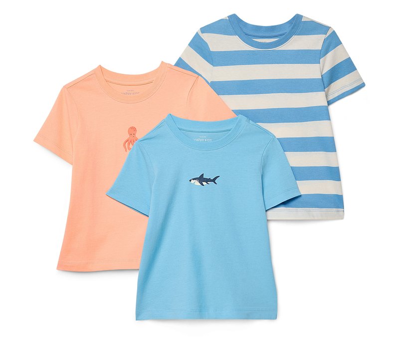 Tchibo - 3 Kinder-T-Shirts - Gr. 98/104 - blau