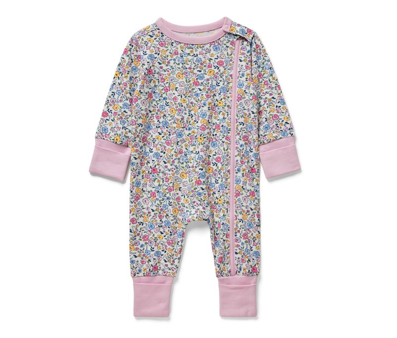 Tchibo - Baby-Pyjama - Gr. 98/104 - rosa/geblümt