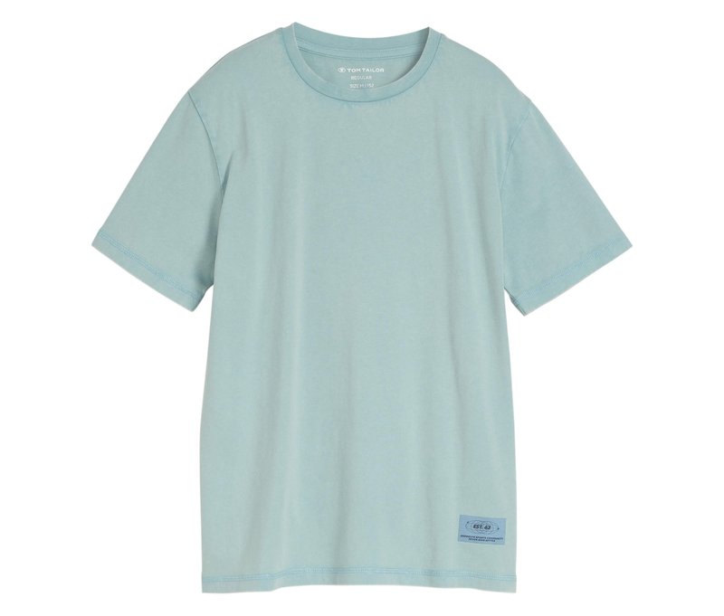 Tom Tailor Kinder-Basic-T-Shirt mit Acid-Wash-Optik - Gr. 140 - blau-grün