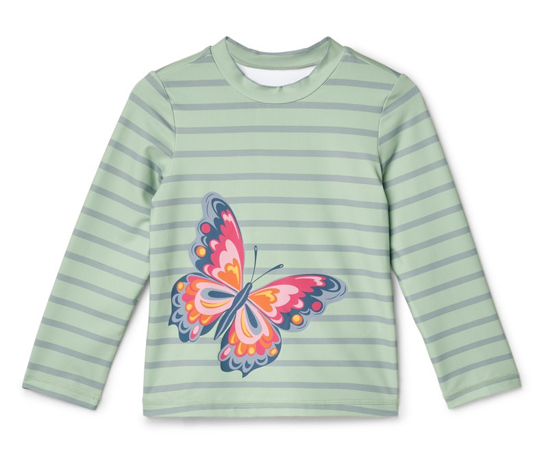 Tchibo - Kinder-Shirt mit UV-Schutzfaktor 50+ - Gr. 86/92 - dunkelgrün/gestreift