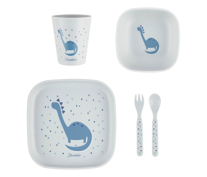 Tchibo - Sterntaler Geschirr-Set Dino Rexi - graublau