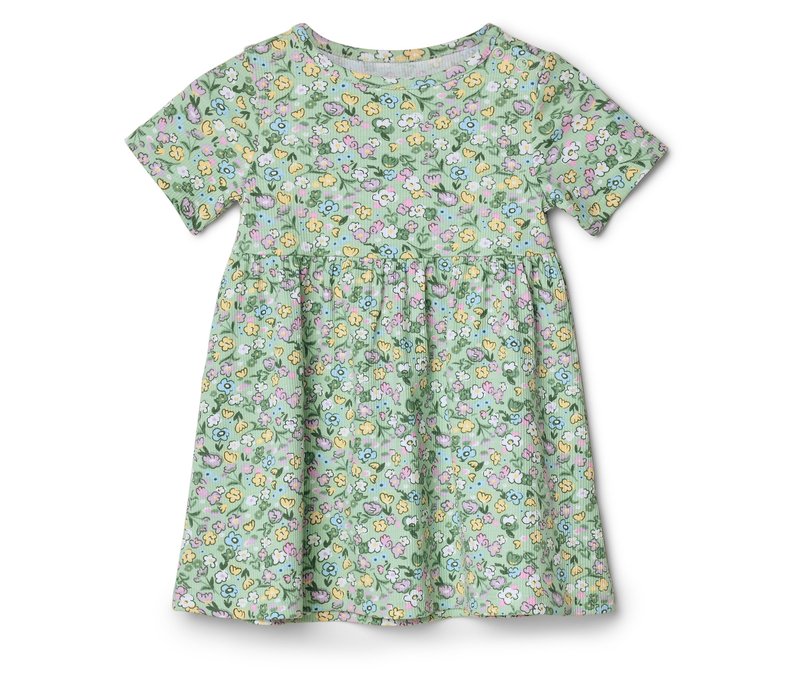 Tchibo - Baby-Rippkleid - Gr. 74/80 - mintgrün/geblümt