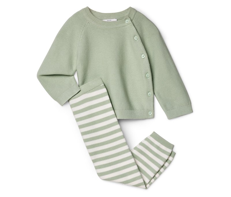 Tchibo - Baby-Strickkombi - Baby - Gr. 86/92 - mintgrün/gestreift