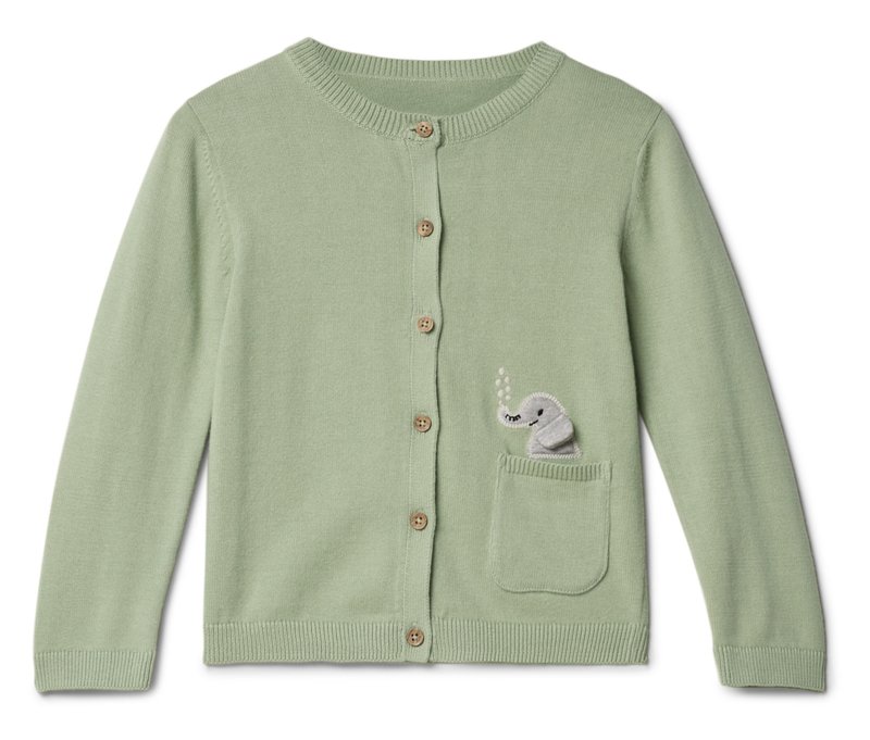 Tchibo - Kinder-Strickjacke mit Applikation - Gr. 74/80 - olivgrün