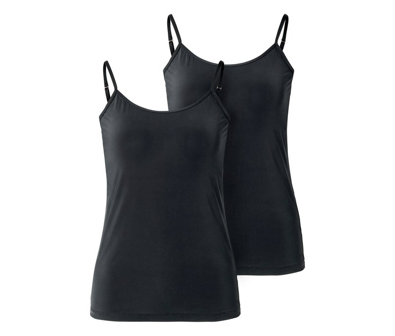 Tchibo - 2 Spaghetti-Hemdchen aus Mikrofaser - Damen - Gr. L - schwarz