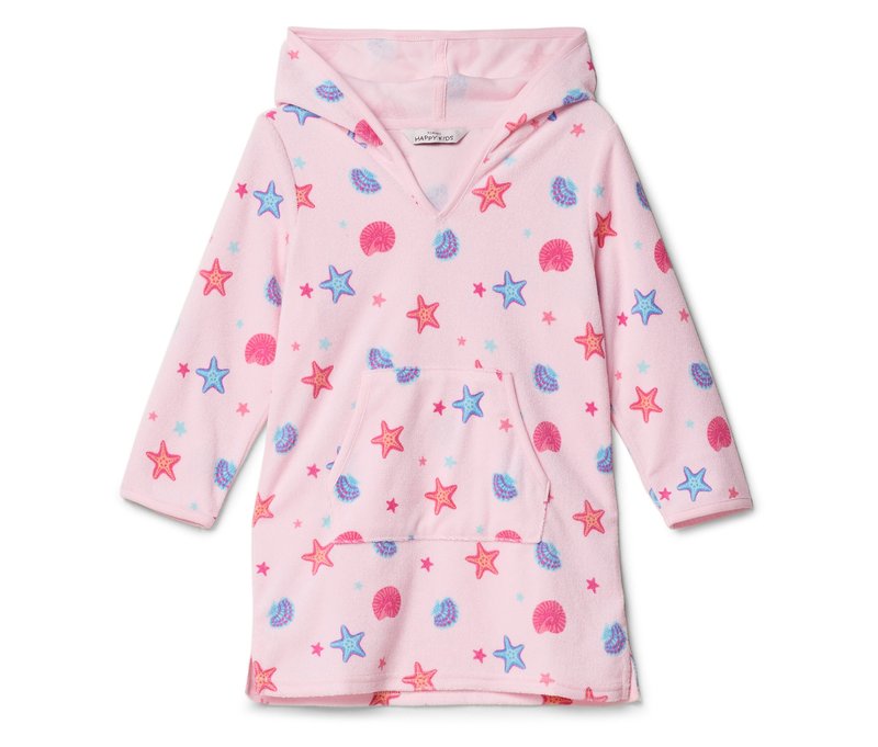 Tchibo - Leichter Kinder-Frottierponcho - Gr. 110/116 - rosa/print