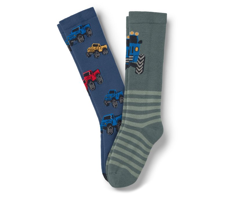 Tchibo - 2 Paar Kinder-Gummistiefel-Socken - Gr. 23-26 - dunkelgrün/jacquard