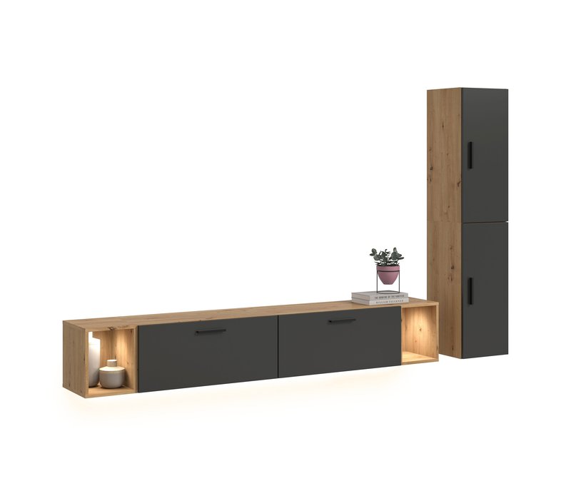 Tchibo - xonox Wohnkombination »Only« inkl. Beleuchtung - 259x34x182cm - schwarz -