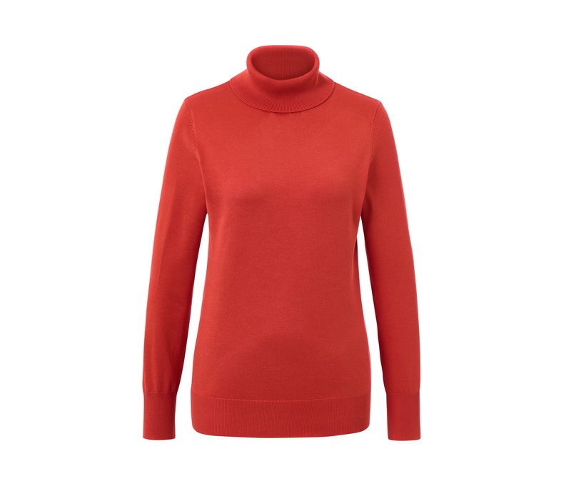Tchibo - Feinstrick-Rollkragenpullover - Damen - Gr. XL - rostrot