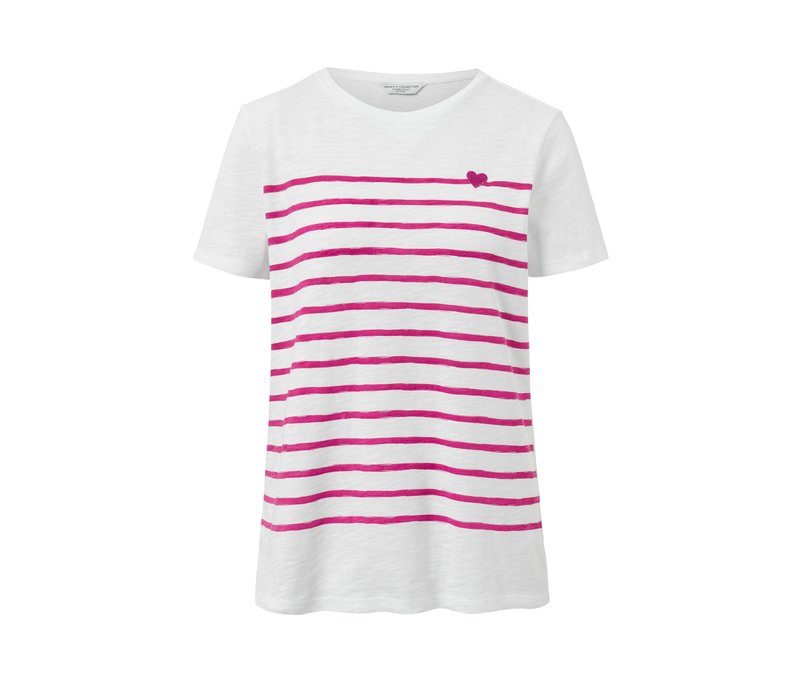 Tchibo - T-Shirt mit Streifen - Damen - Gr. XL - creme/gestreift