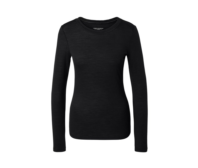 Tchibo - Langarmshirt mit Wolle - Damen - Gr. M - schwarz