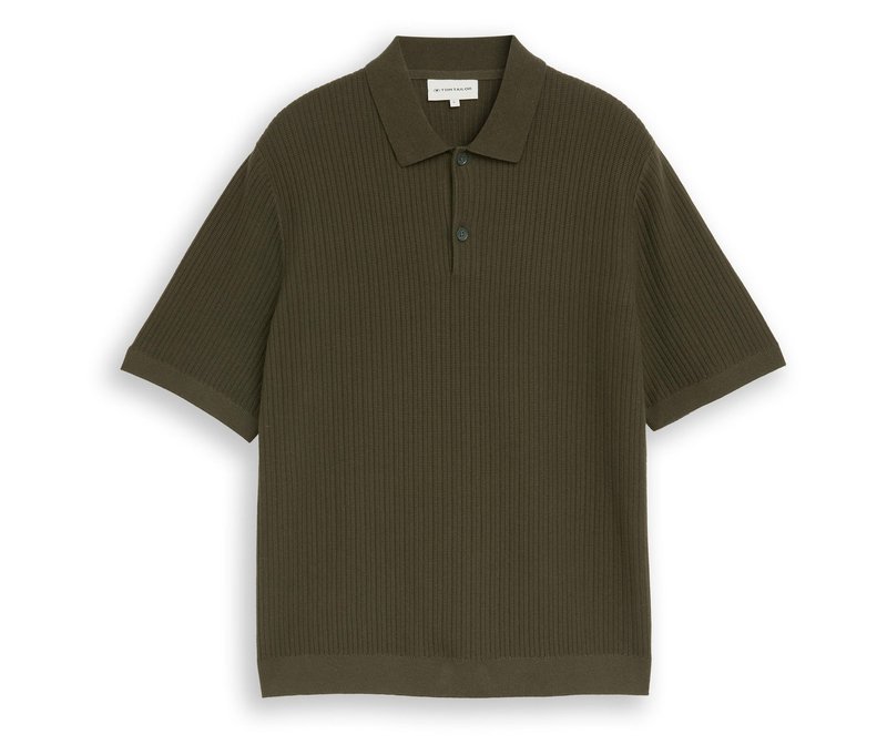 Tom Tailor Strick-Poloshirt aus Baumwolle - Herren - Gr. XXL - olivgrün