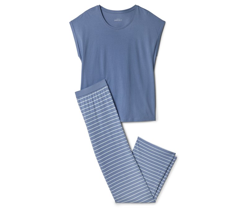 Tchibo - Pyjama-Set - Damen - Gr. M - blau/gestreift