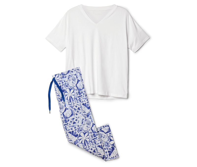 Tchibo - 3/4-Pyjama-Set - Damen - Gr. XXL - weiß/print