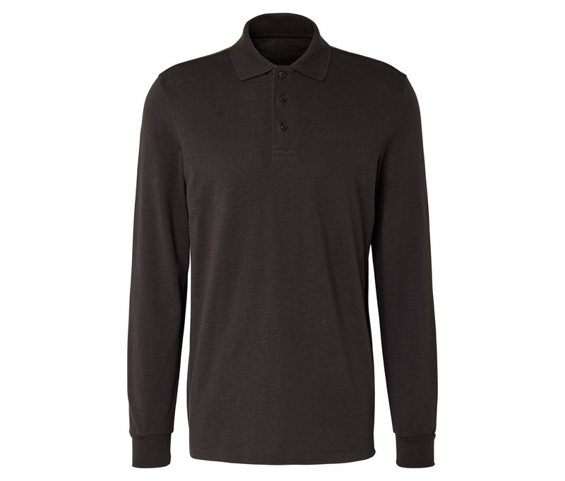 Tchibo - Langarm-Poloshirt - Herren - Gr. S - dunkelbraun