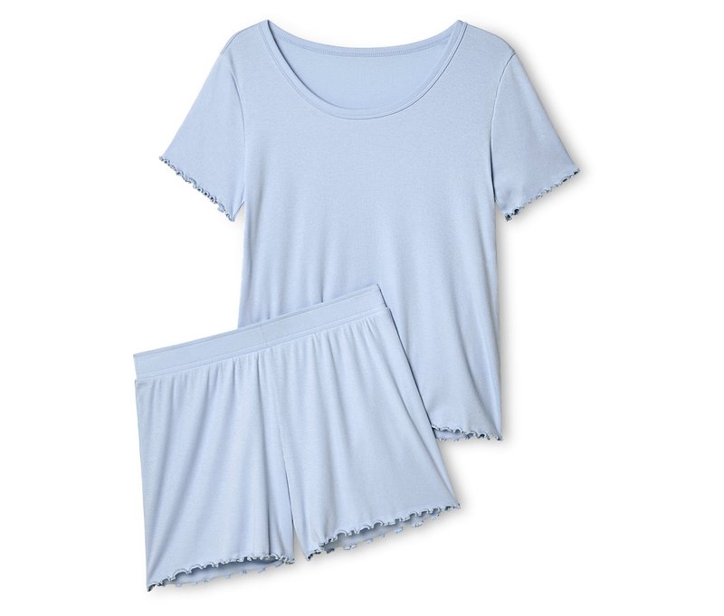 Tchibo - Shorty-Pyjama-Set aus Rippe - Damen - Gr. XS - hellblau