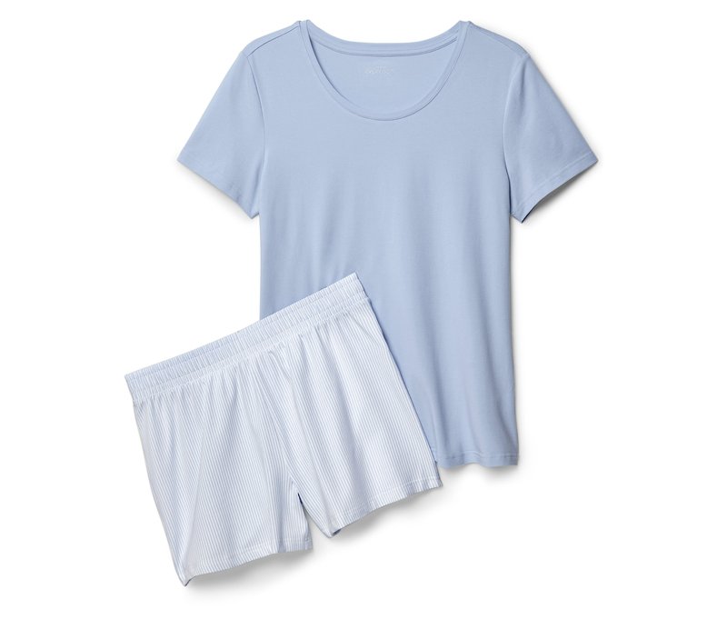 Tchibo - Shorty-Pyjama-Set - Damen - Gr. XL - hellblau/gestreift