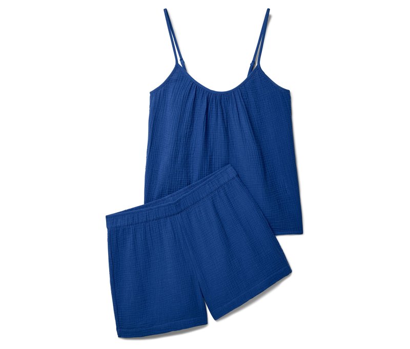 Tchibo - Musselin-Shorty-Pyjama-Set - Damen - Gr. 42 - dunkelblau