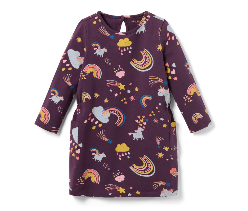 Tchibo - Kinder-Jerseykleid - Mädchen - Gr. 98/104 - dunkellila/print