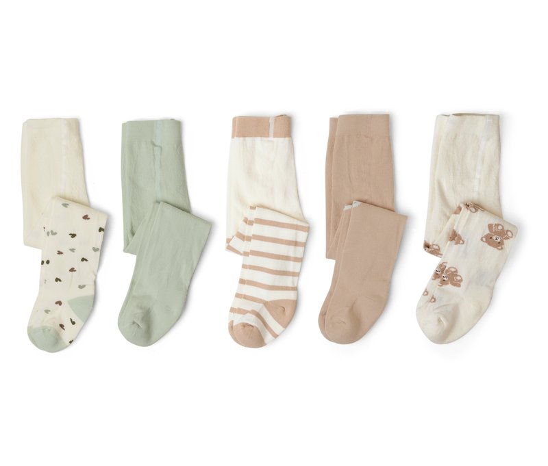 Tchibo - 5 Baby-Strumpfhosen - Baby - Gr. 62/68 - weiß/jacquard