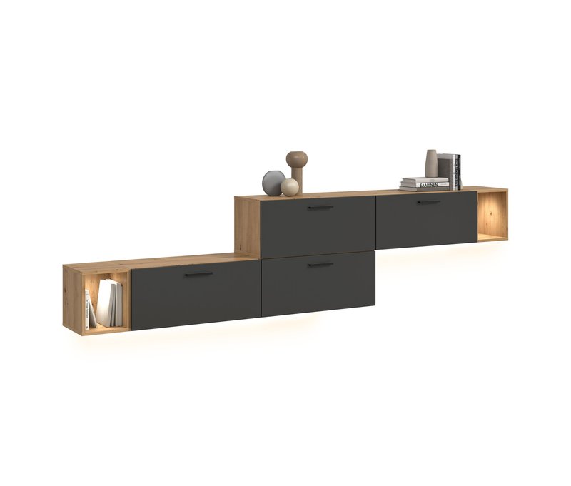 Tchibo - xonox Wohnkombination »Only« inkl. Beleuchtung - 276x34x97cm - schwarz -