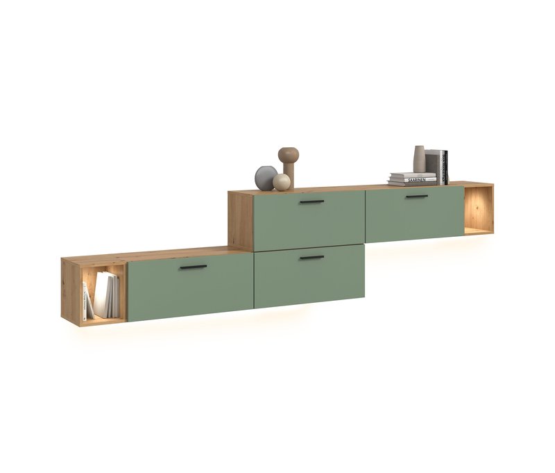 Tchibo - xonox Wohnkombination »Only« inkl. Beleuchtung - 276x34x97cm - dunkelgrün -