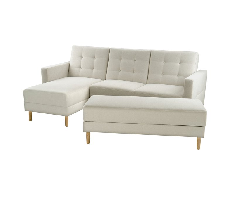 Tchibo - Federkern-Eckschlafsofa »Just Relax« mit Stauraumbank - 222x144x92cm - creme -